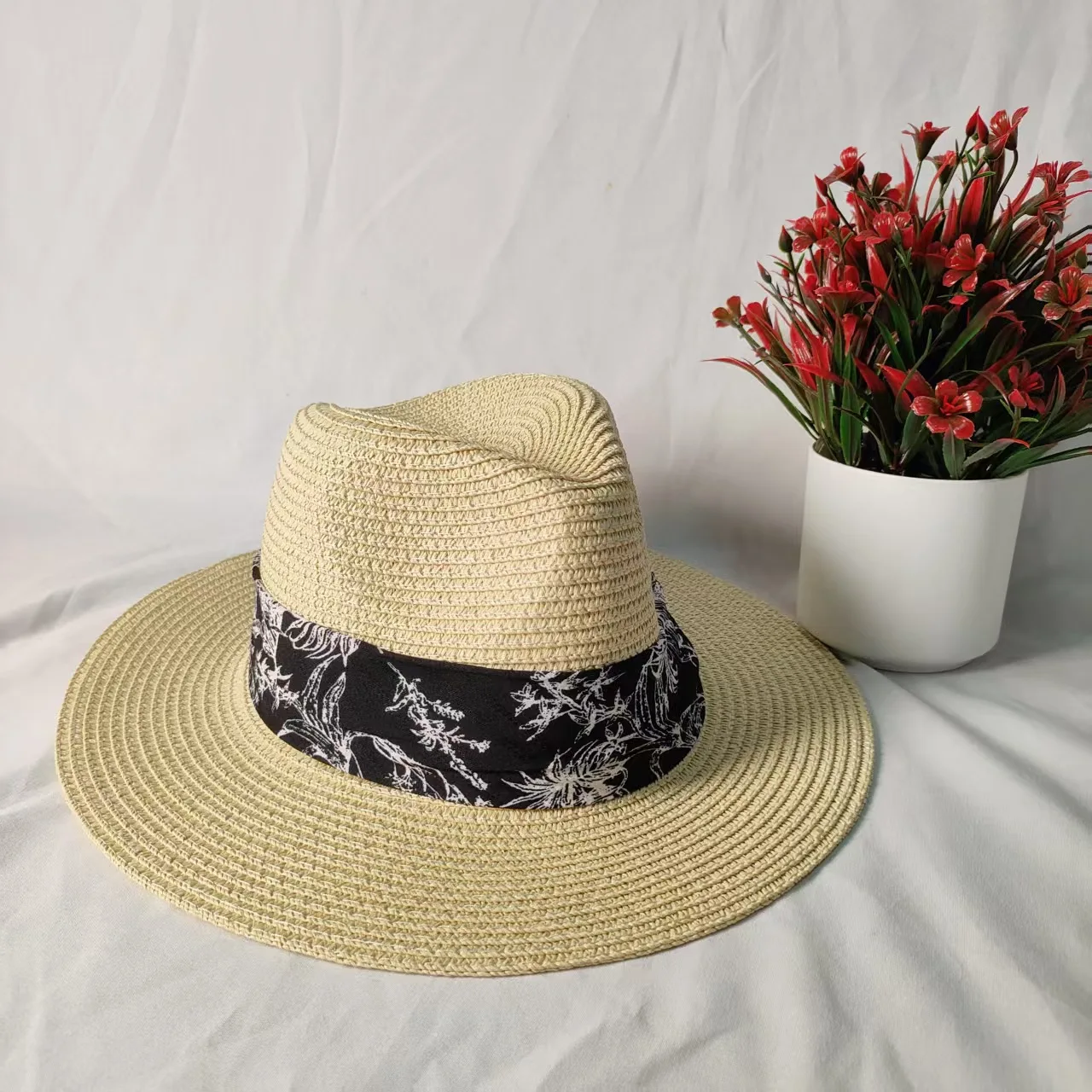 Male Foldable Big Head Straw Hat Panama Summer Outdoors - Main Image