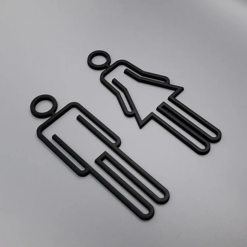 A Set of Three-Dimensional Hollow Out Bathroom Signs Creative Bathroom Door Signs Bathroom Signage Room Living Room Decoration