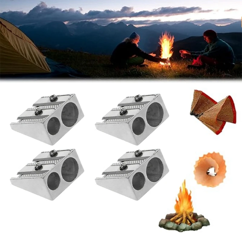 4Pcs Magnesium Pencil Sharpener Survival Multi-Function Magnesium Alloy Survival Pencil Sharpener Durable Easy Install