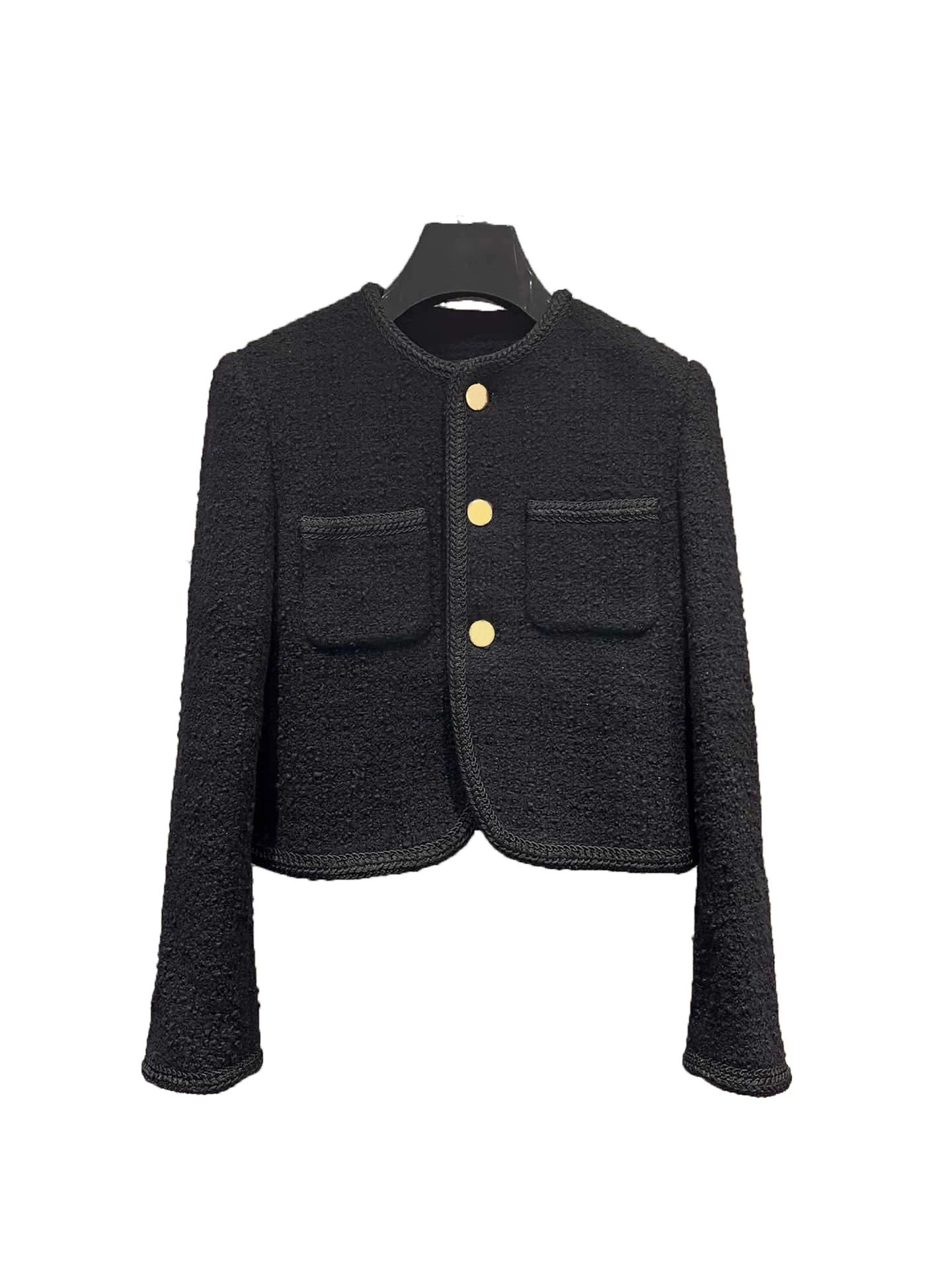 

Gold Button Short Jacket Fashion Advanced Atmosphere Comfortable Hundred 2024 Autumn and Winter New 1030