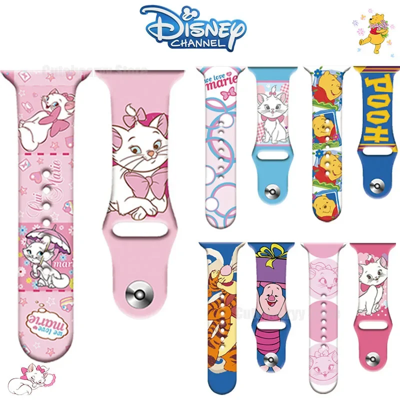 Disney Marie Cat Silicone Strap Print for Apple Watch Band 44mm 45 42 41 40 38mm Bracelet Cartoon IWatch Apple Watch 7 6 5 3 SE apple watch band