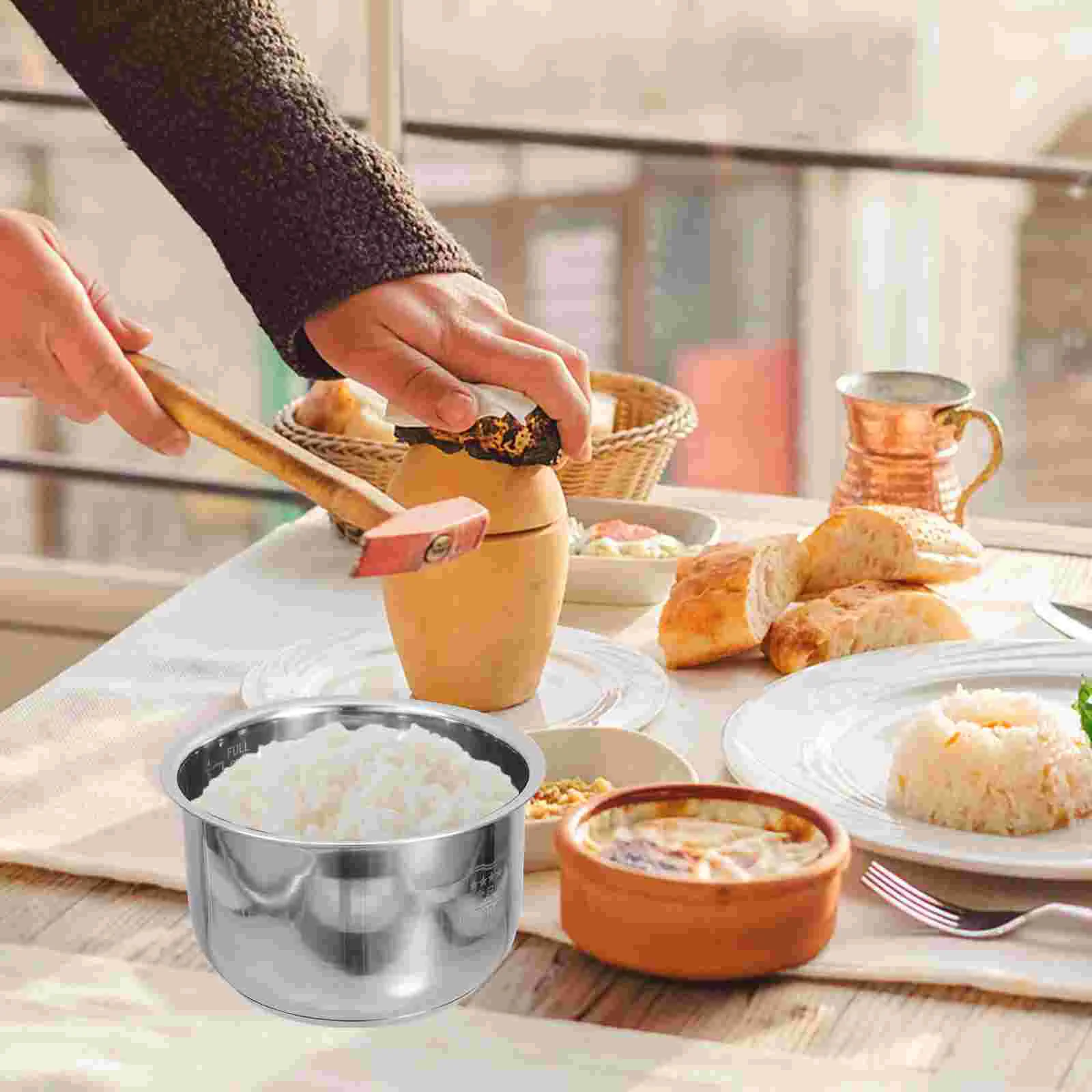 1Pc Rice Cooker Inner Pot Stainless Steel 304 Non Stick Replacement Pot Liner Container Kitchen Cookware Parts Inner