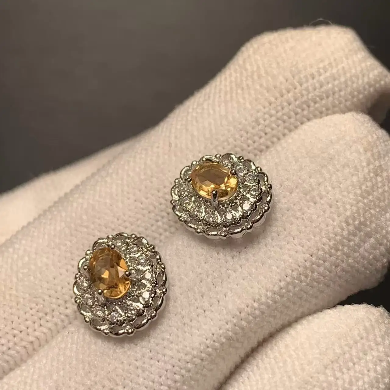5*3MM Natural Citrine Stud Earrings For Women Real stainless steel Vintage Femme Gift Prevent Allergy Fine Jewelry Stone