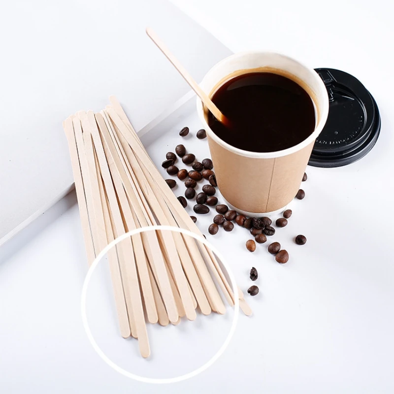Description Picture 2 of item50 Pcs Disposable Wooden Coffee Stirrers Hot Cold Drinking Stir Beverage Sticks For Ice Cream Bars Knife fork spoon