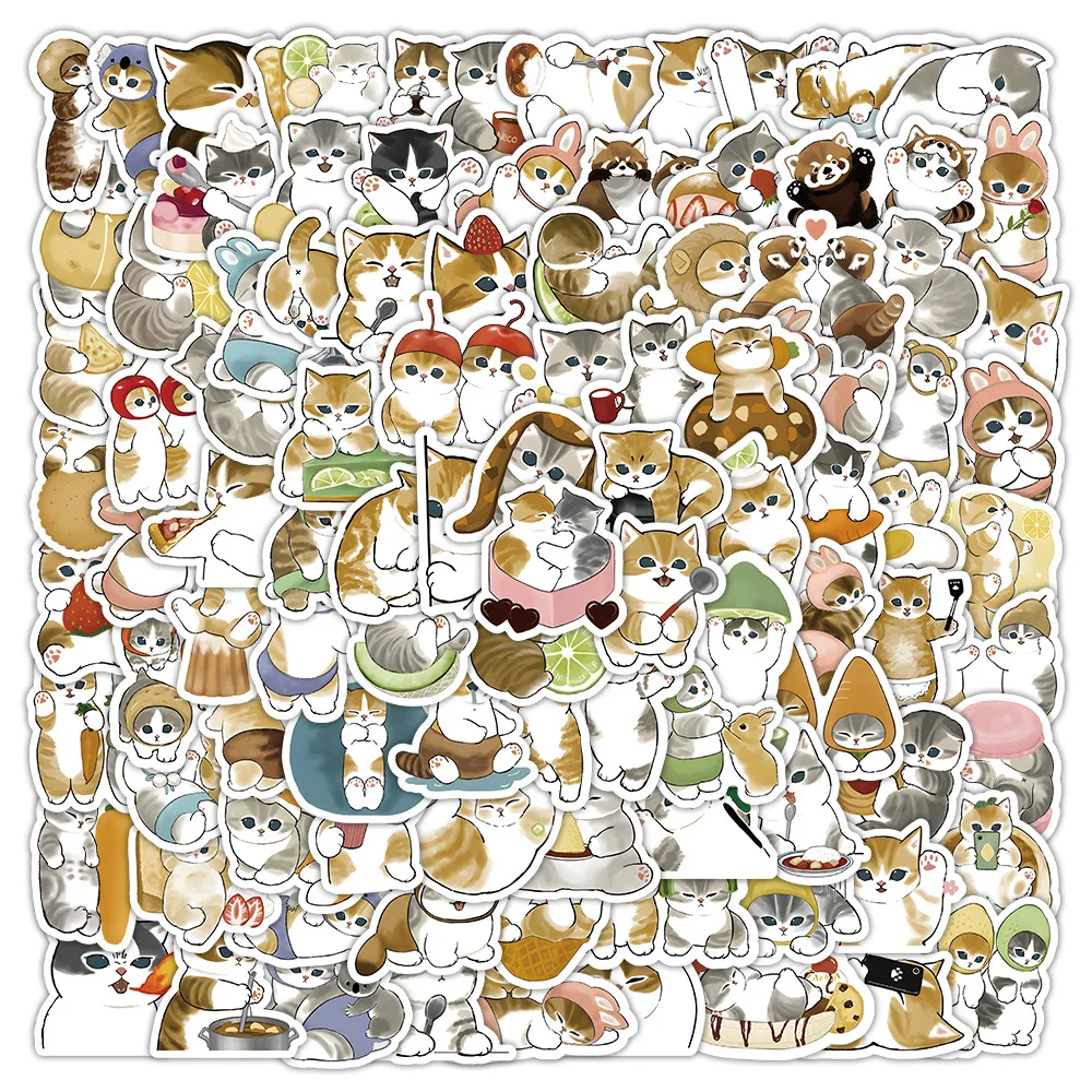 

100Pcs Cartoon Cat Stickers Pack Graffiti sticker Non-random Luggage Sticker Laptop Skateboard Motor Car Decal