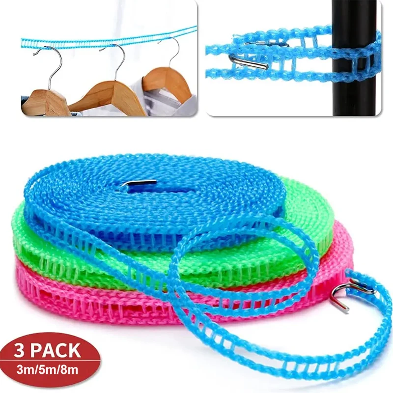 物干し竿、ロープ DY39 キャンプ用物干しロープ,ポータブル物干しロープ,屋内および屋外用,青