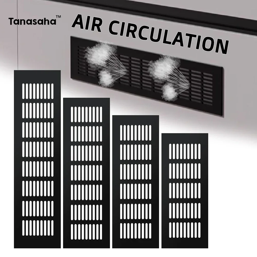 อลูมิเนียมอัลลอยด์ Core Vents รูปสี่เหลี่ยมผืนผ้าระบายอากาศ Grille Vents สีดําสีเงินตู้เสื้อผ้าตู้รองเท้าระบายอากาศตาราง Closet 1