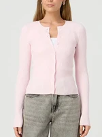 Women's Ribbed Cardigan Tops Spring Fall Solid Color Long Sleeve Round Neck Button Up Cropped Sweaters Female Casual Pullovers - Image 2
