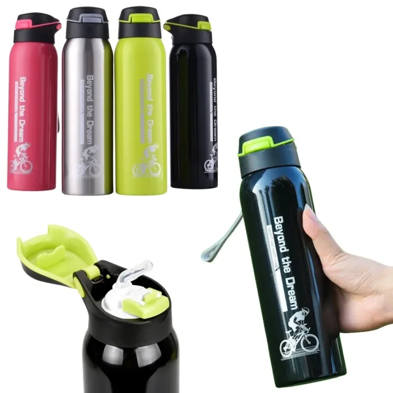 500ML Bicycle Water Bottle Vacuum Stainless Steel Cycling Water Bottle Double Walled Simple Thermo Mug Insulated With Straw water bottle bicycle water bottle sports bottle