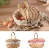 Willow Woven Wicker Picnic Basket With Lids Outdoor Shopping Double-lid Camping Large Capacity Fruit Storage Container Basket 4