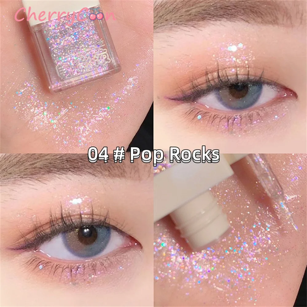 4 Colori Glitter Liquid Eyeshadow Highlighter Waterproof Pearlescent Shiny Eye Shadow Paillettes Sdraiato Silkworm Makeup Cosmetic