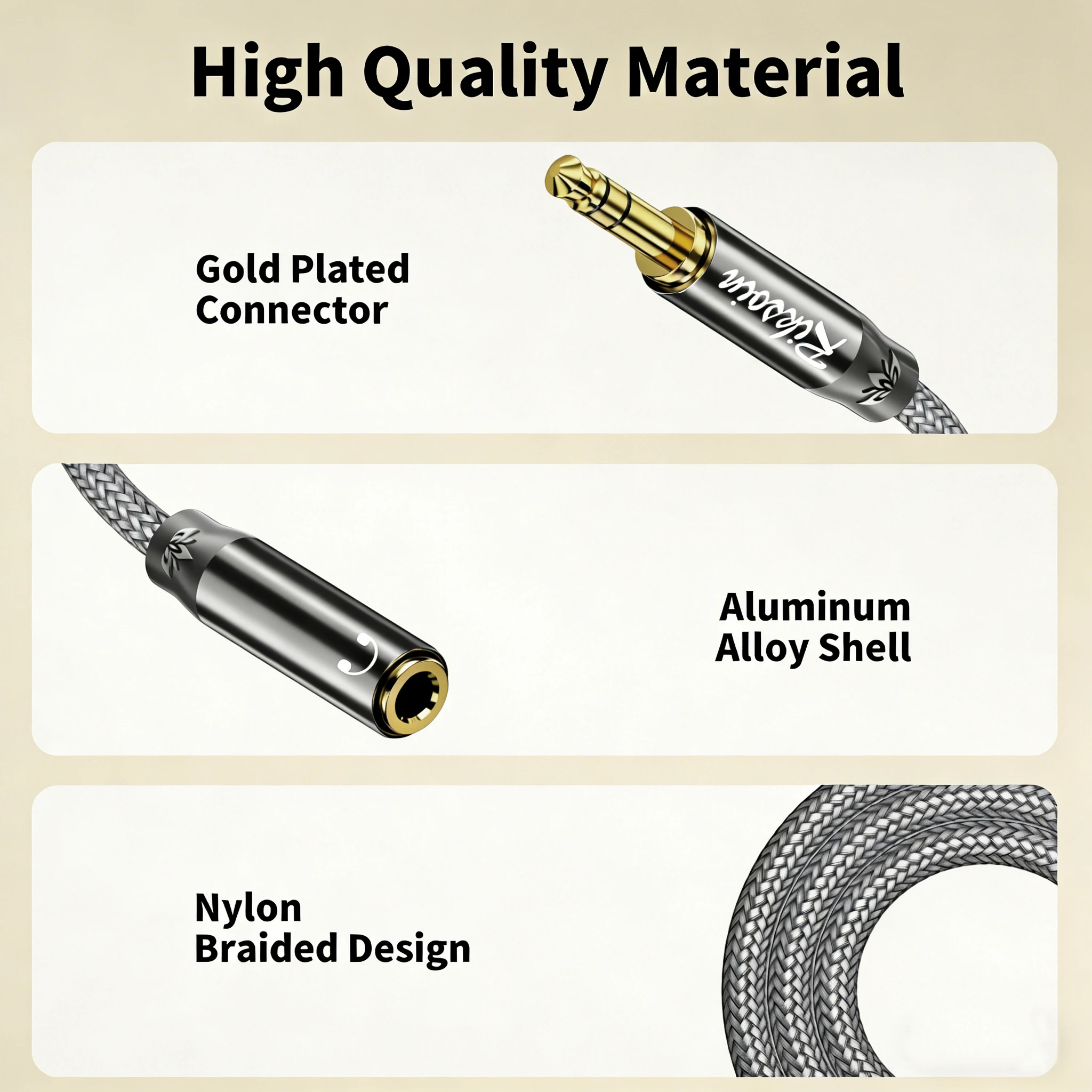 Nylon Braided 3.5mm Audio Extension Cable - Male to Female TRS Aux Cord Extender