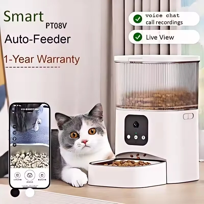 스마트 자동 애완동물 급식기 (듀얼 2MP 카메라 및 앱 제어 기능 탑재) 3L 2.4G WiFi 비디오 급식기 (고양이 및 강아지용)