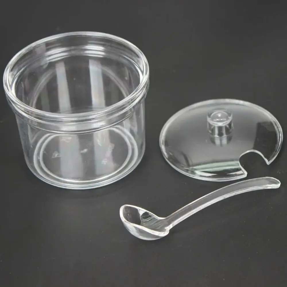 Acrylic Sugar Bowl Spice Jar 210/400ml With Spoon Lid Visible Anti-fall Seasoning Salt Shaker Pot Cans acrylic spice jar