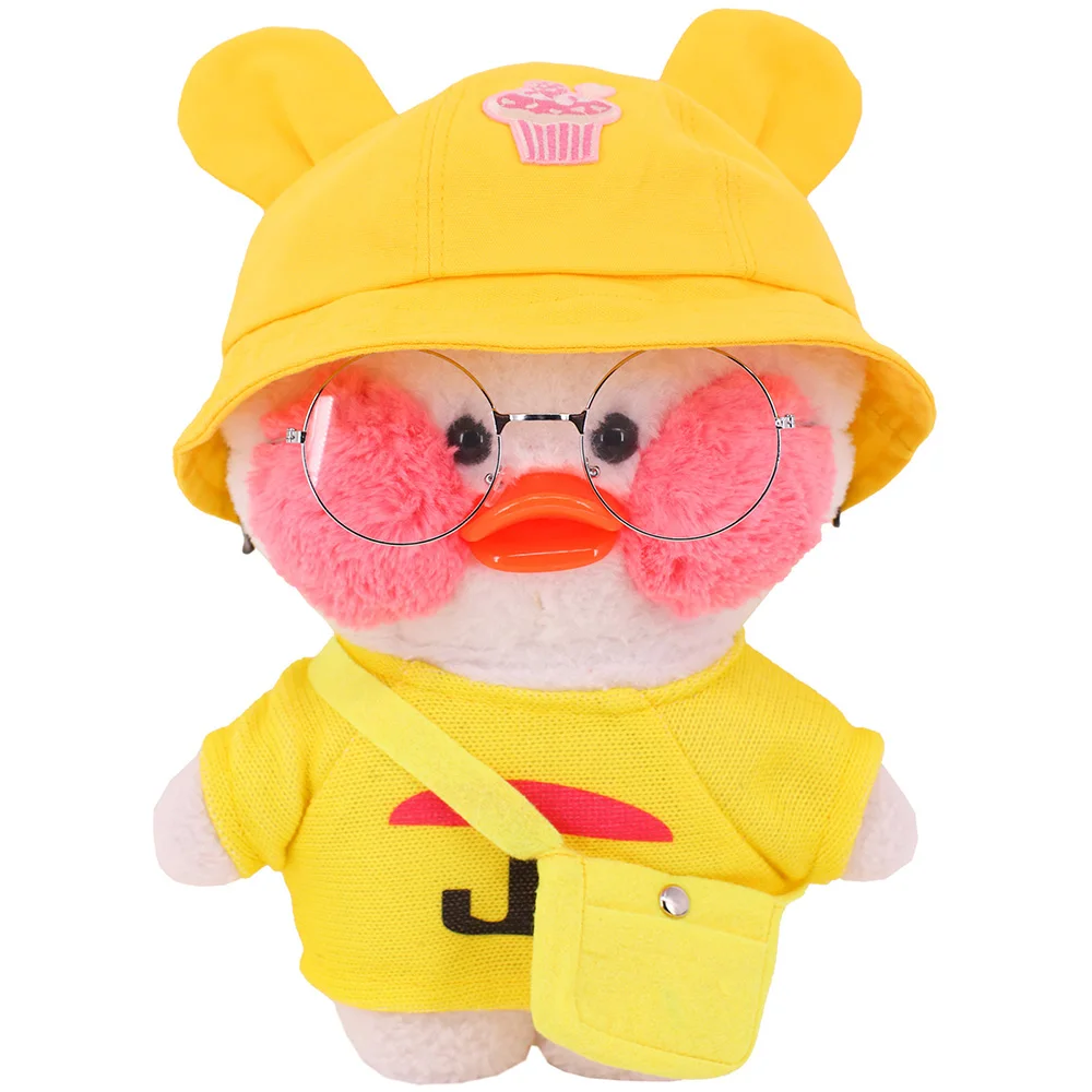 3Pcs/Set Yellow Duck Clothes Accessories Hat Bag 30cm Lalafanfan Clothes Kawaii Animal Dress Plush Stuffed Toy Children's Gifts