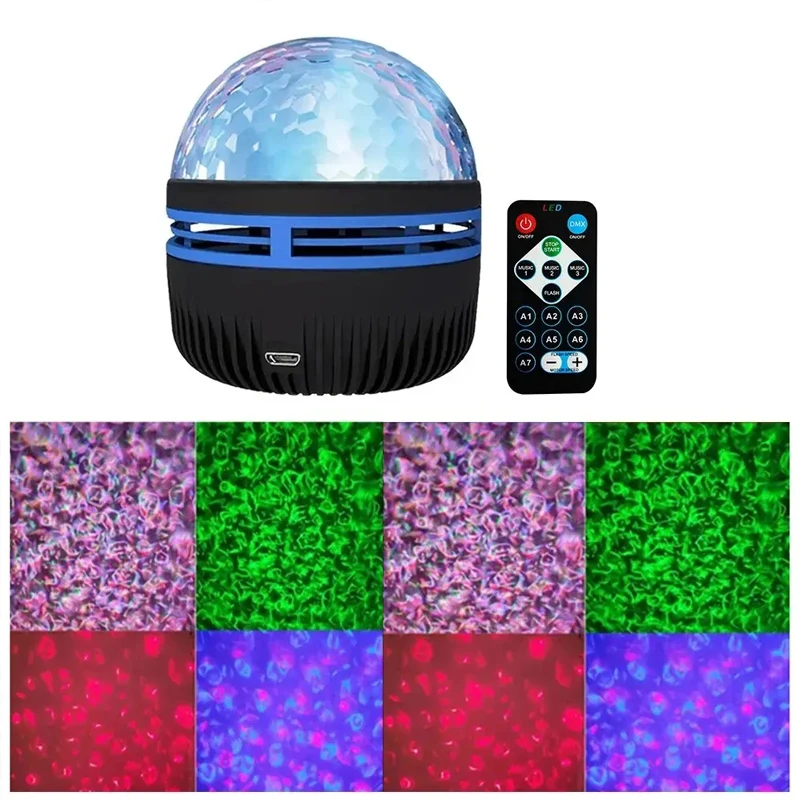 Mini Night Light Soft Light Eye-Protection Ripple Projection Remote Control for Children's Room Bedroom Decor