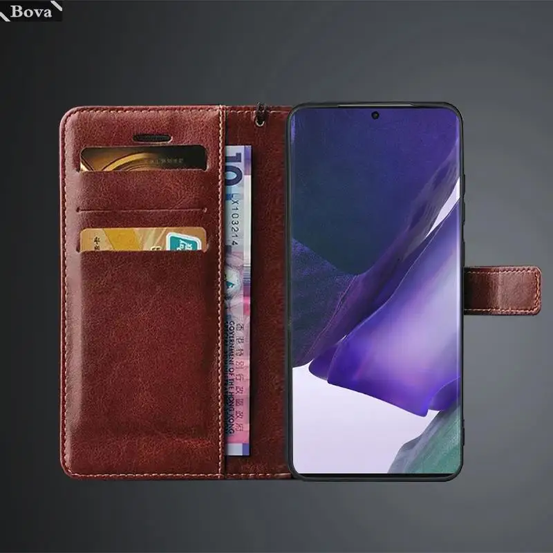 Elegant Leather Flip Wallet Case with Card Holder - Premium PU Leather Retro Cover
