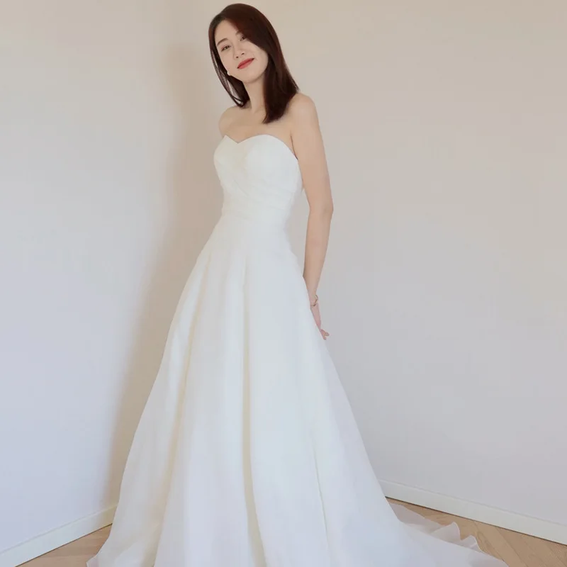 

Sexy Appliques A-line Strapless Wedding Dress Backless 2023 Bridal Gowns For Women Stain vestido de noiva robe de mariée