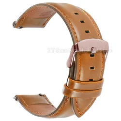 Vintage Brown Cowhide Leather Watch Band with Pin Buckle and Quick Release - Multiple Sizes Available - 22mm (Brown - Rosegold)