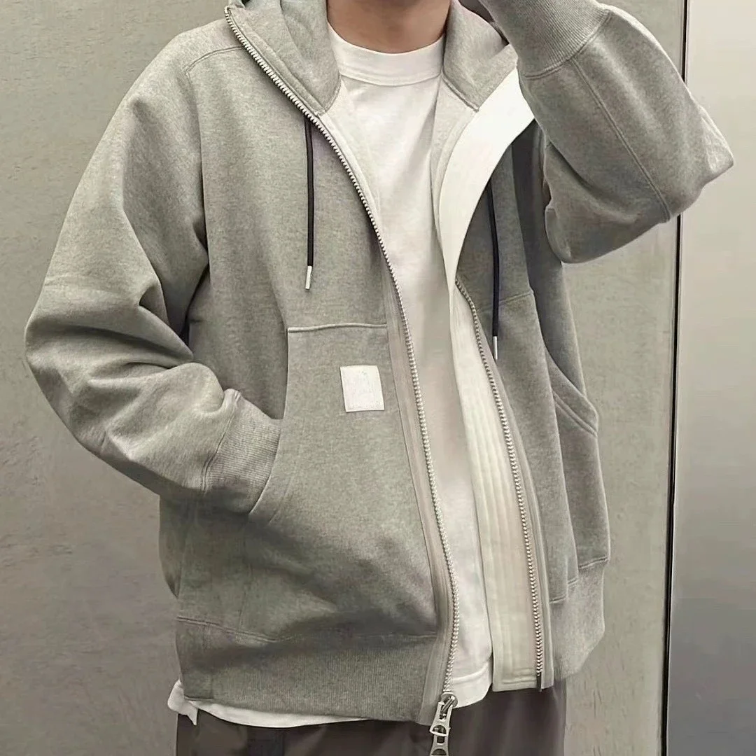 

Co branded Autumn/Winter Zipper Label Loose Fleece Hoodie Coat mens jacket Japanese Streetwear Couple Tops harajuku