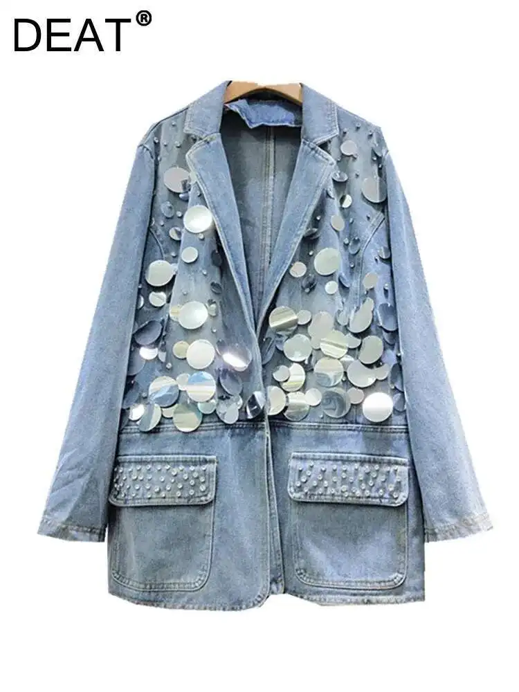 ジャケット・アウター Denim Embroidered Soutien-collar Coat 824151_XDDBR_4011_002_100_0000