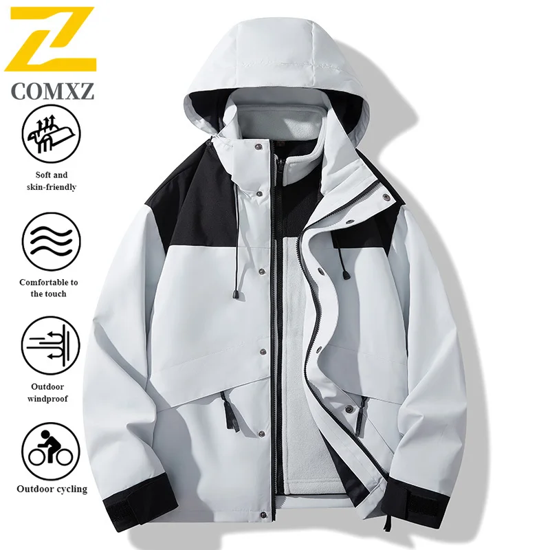 EiAO Jacket Couple's 3-in-1 Winter Thermal Fleece Liner Waterproof Windproof Expedition Parka for Camping Fishing Snow Trekking