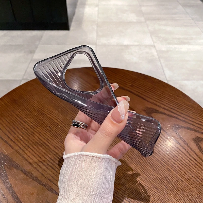 Ultra-Thin Transparent Corrugated Silicone Phone Case - Soft Clear Back Cover