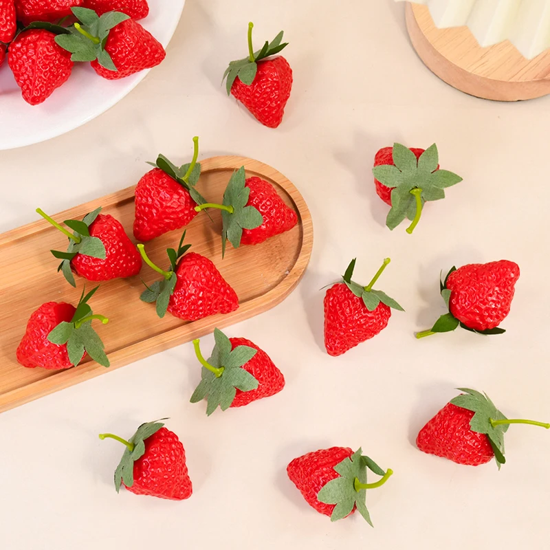 10/20Pcs Artificial Strawberries Fake Plastic Fruit for Home Kitchen Garden Decoration Photo Props Christmas Party DIY Decor