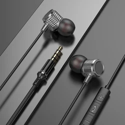 Premium USB C Metal Earbuds with Heavy Bass and Noise Reduction (3.5mm Black)