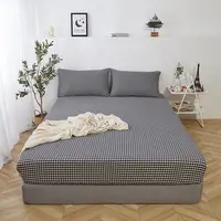 Washed Cotton Bedding Sheets Bedroom Household Plaid Flat Sheet Soft King Queen Full Size Students Dormitory Mattress Cover New 2
