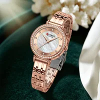 CURREN Luxury Ladies Watch 32mm Slim Dial with Shining Rhinestones Stainess Steel Band lightweight Elegant Dressy Gift