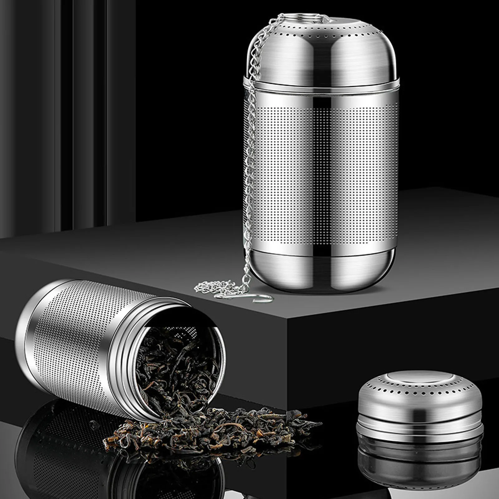 Stainless Steel Tea Infuser Fine Mesh Tea Strainer Filters Reusable Loose Leaf Steeper with Chain for Cup Teapot