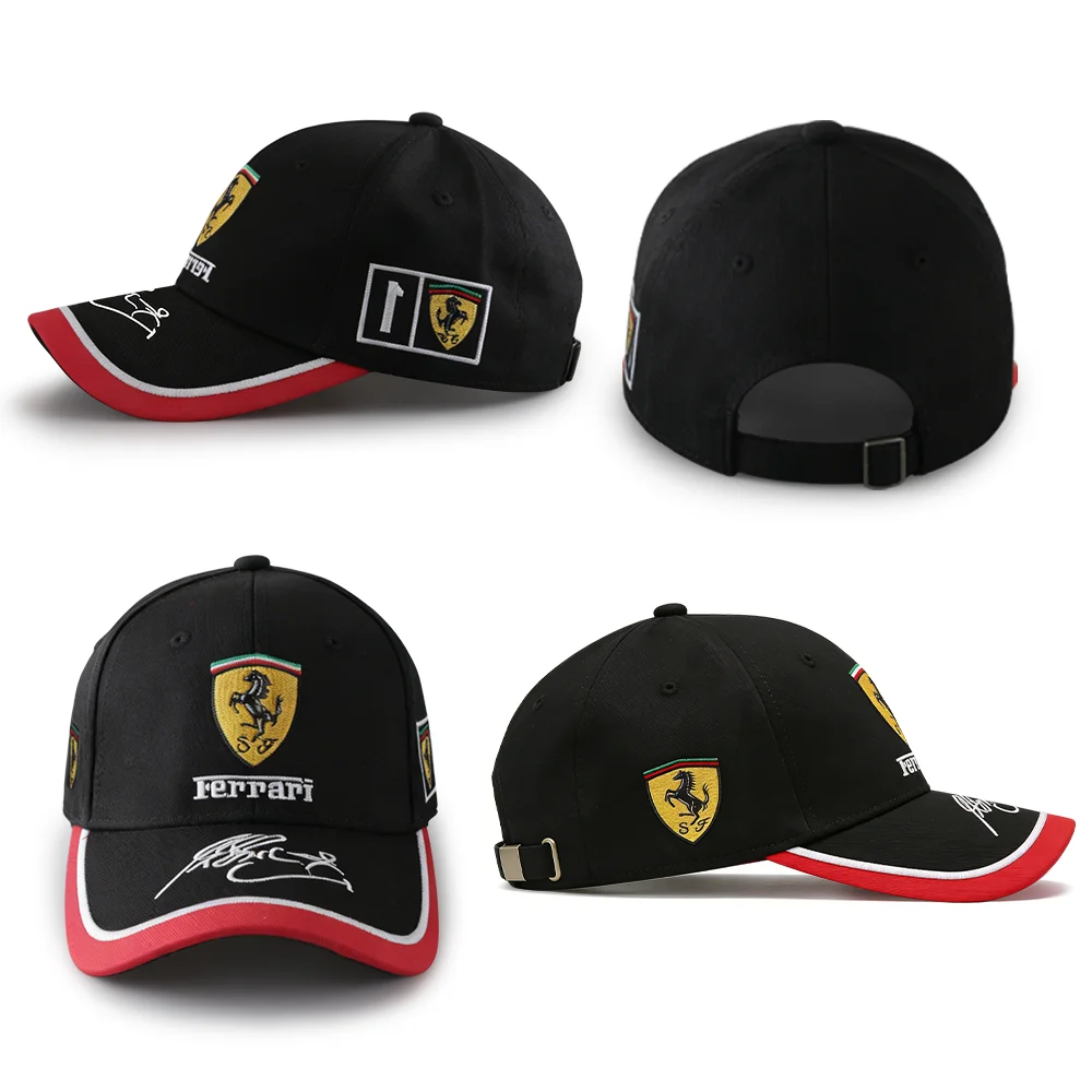 1pcs 자동차 배지 야구 모자 페라리 F1 F80 SF90 Stradale SF90Spider 296 GTB 밸브 용 조정 가능한 야외 스포츠 선 스크린 모자
