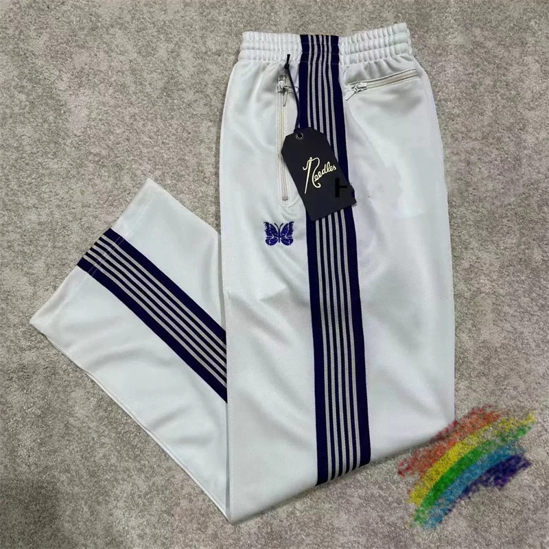 

White Needles Sweatpants Men Women Embroidered Butterfly Fashion AWGE Drawstring Track Pants