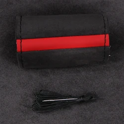 Luxurious Universal Suede Leather Steering Wheel Cover Kit (Black thread)