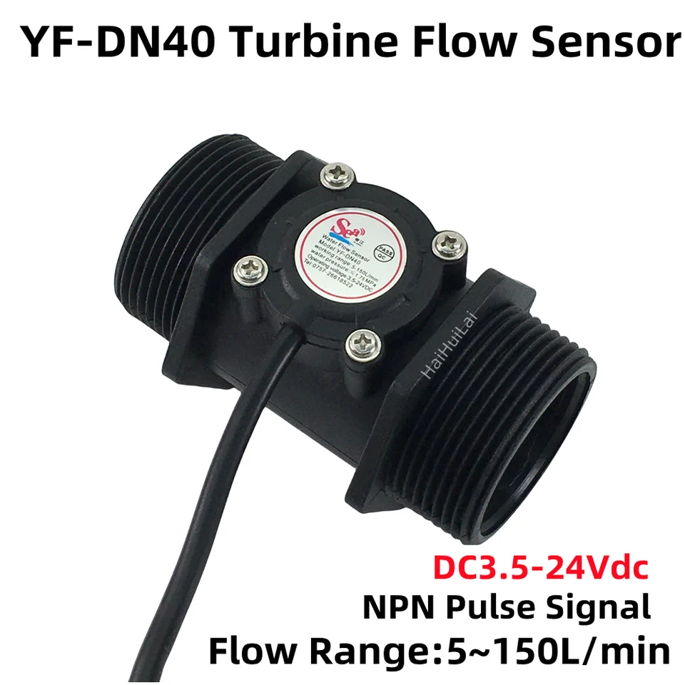 Sensore Flusso Acqua YF-B10 Hall Effect - Misuratore Portata 2-50L/min DC 24V Con Filettatura G1