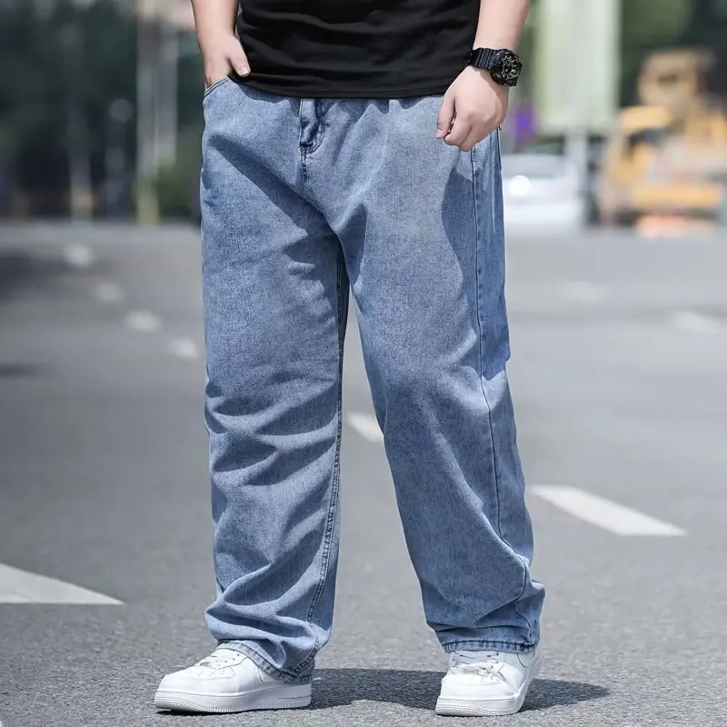 Oversize Loose Jeans denim pants denim trousers 10XL Men's Clothing Elastic Waist Denim Pants Plus Size 48 Cotton Straight Denim Trousers Mens Streetwear