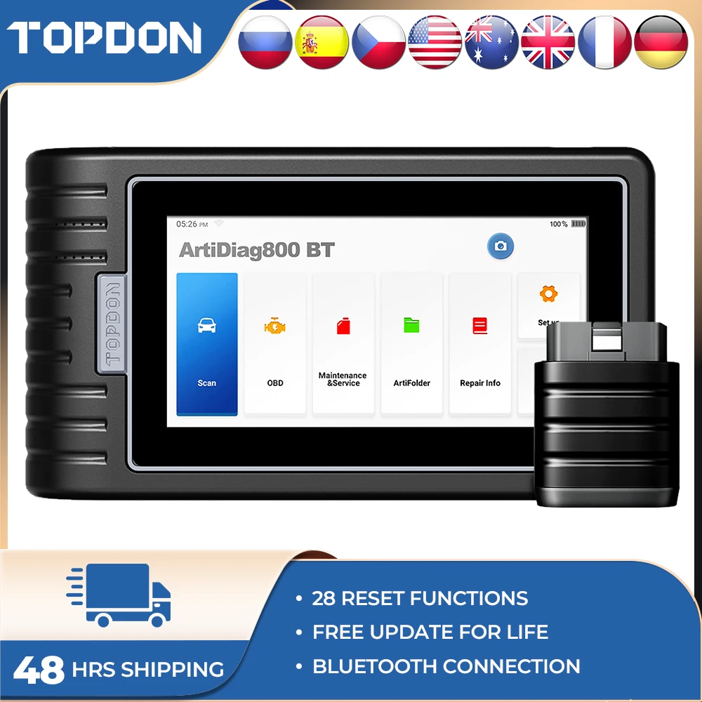 Tanie TOPDON Artidiag800 BT OBD2 profesjonalne narzędzie diagnostyczne do samochodów skaner