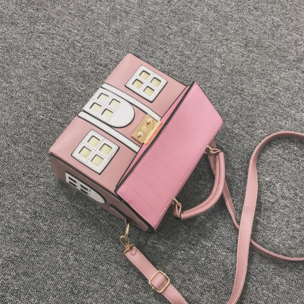 Cartoon Cute Contrasting Color House Handbag Creative Square Bag Female Crossbody Shoulder Bags Top-Handle Bags