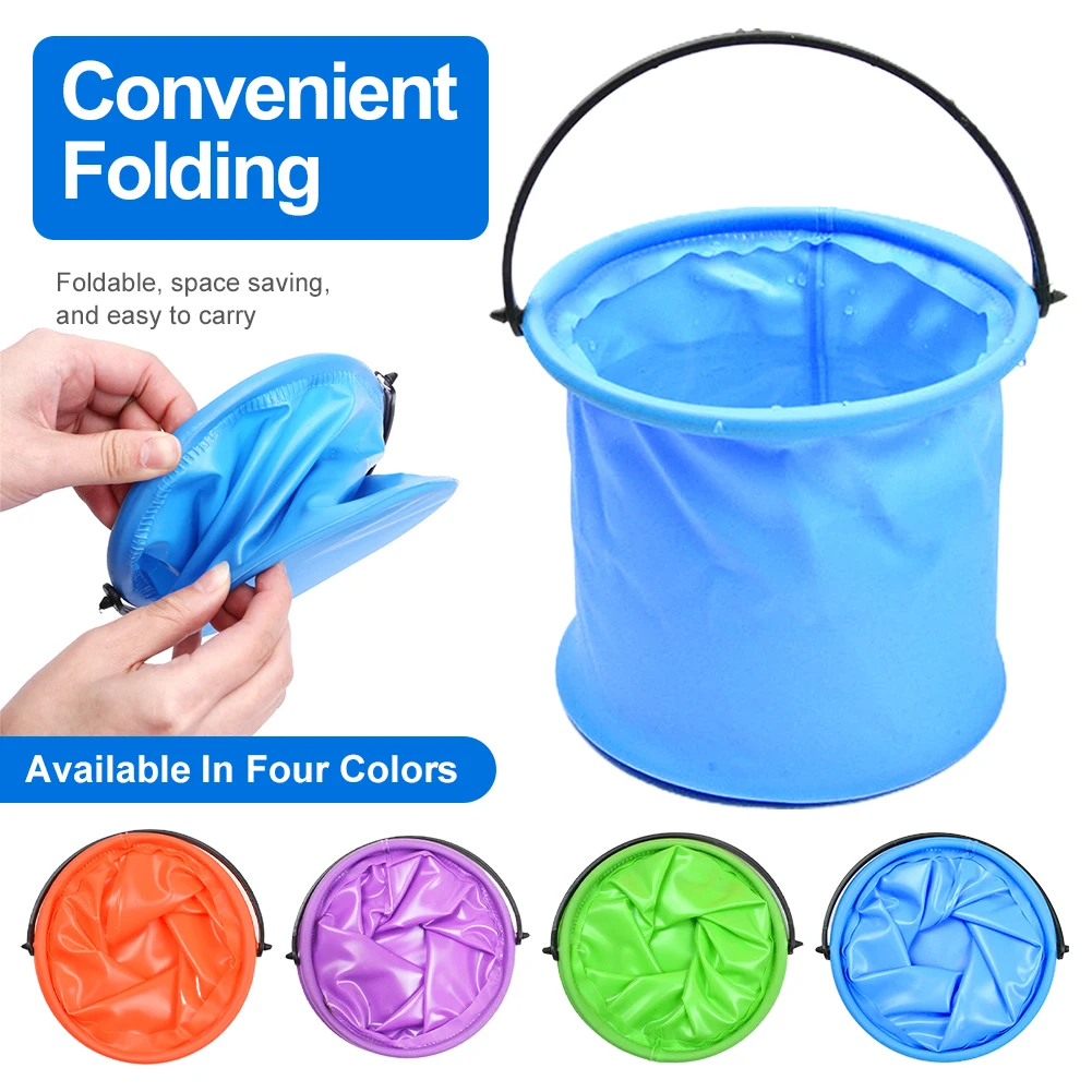 Foldable Bucket Collapsible - Collapsible Bucket with Handle Foldable Beach  Toys Container Buckets for Cleaning Hiking Camping Outdoor Survival