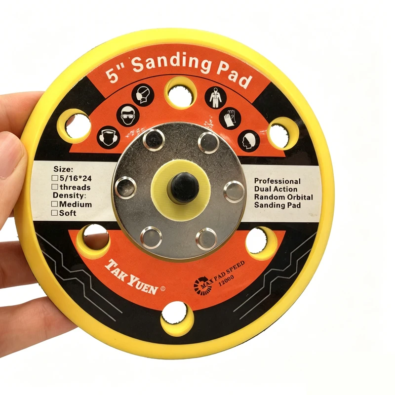 5" 125mm Klett-Schleifpad mit M8/5/16"-24T Gewinde, für Exzenterschleifer, Polier- und Oberflächenvorbereitungswerkzeug