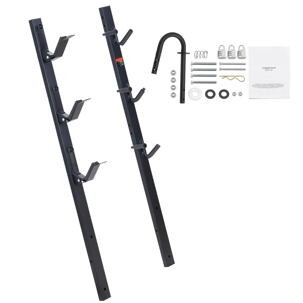 SucceBuy 3 Place Weeder Trimmer Rack Locking Trim Holder Landscape Vertical Rack Carrier Mount on Open Pickup Enclosed Trailer