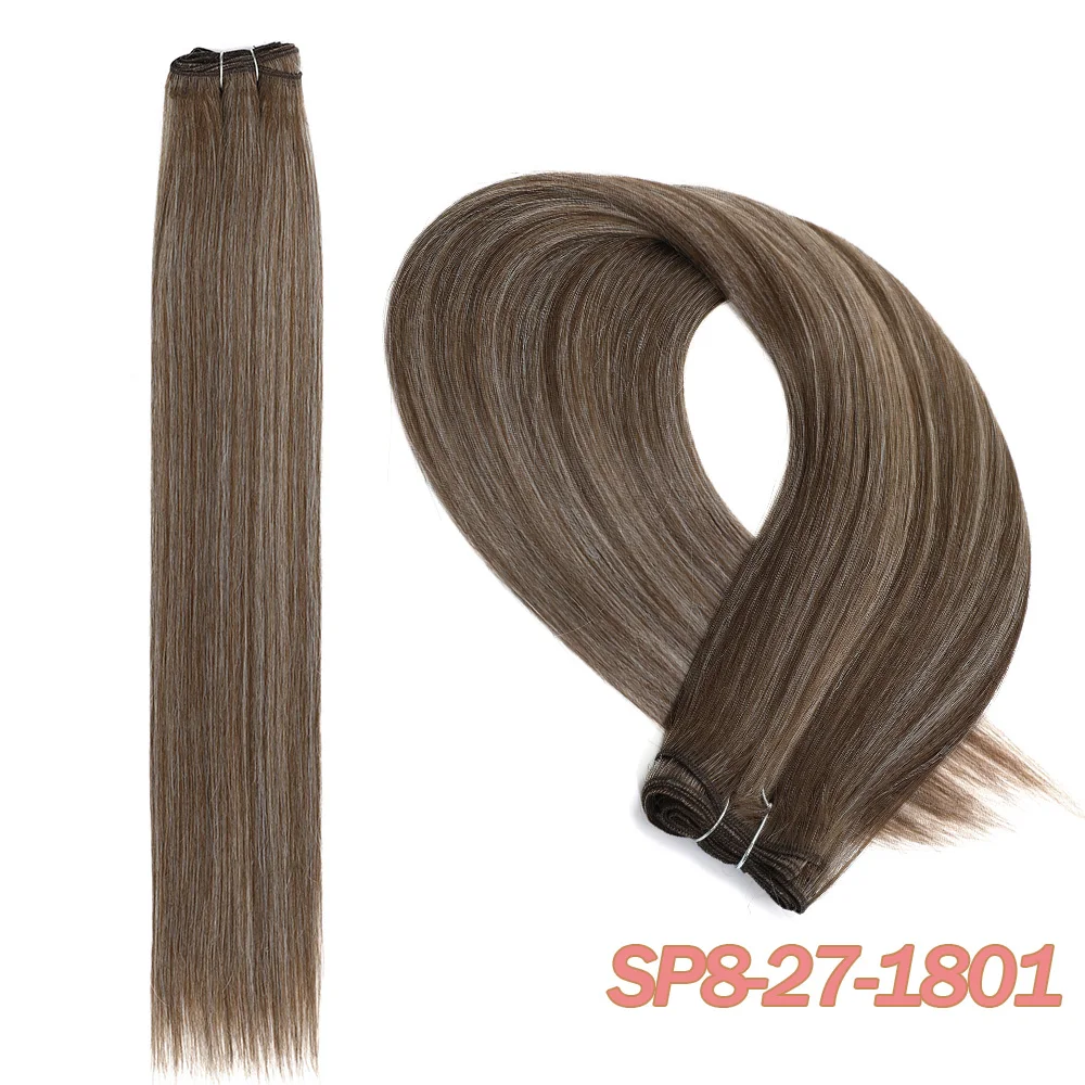 Premium 32-Inch Bone Straight Dark Brown Synthetic Hair Bundles - Heat Resistant, Soft Hair Weaving