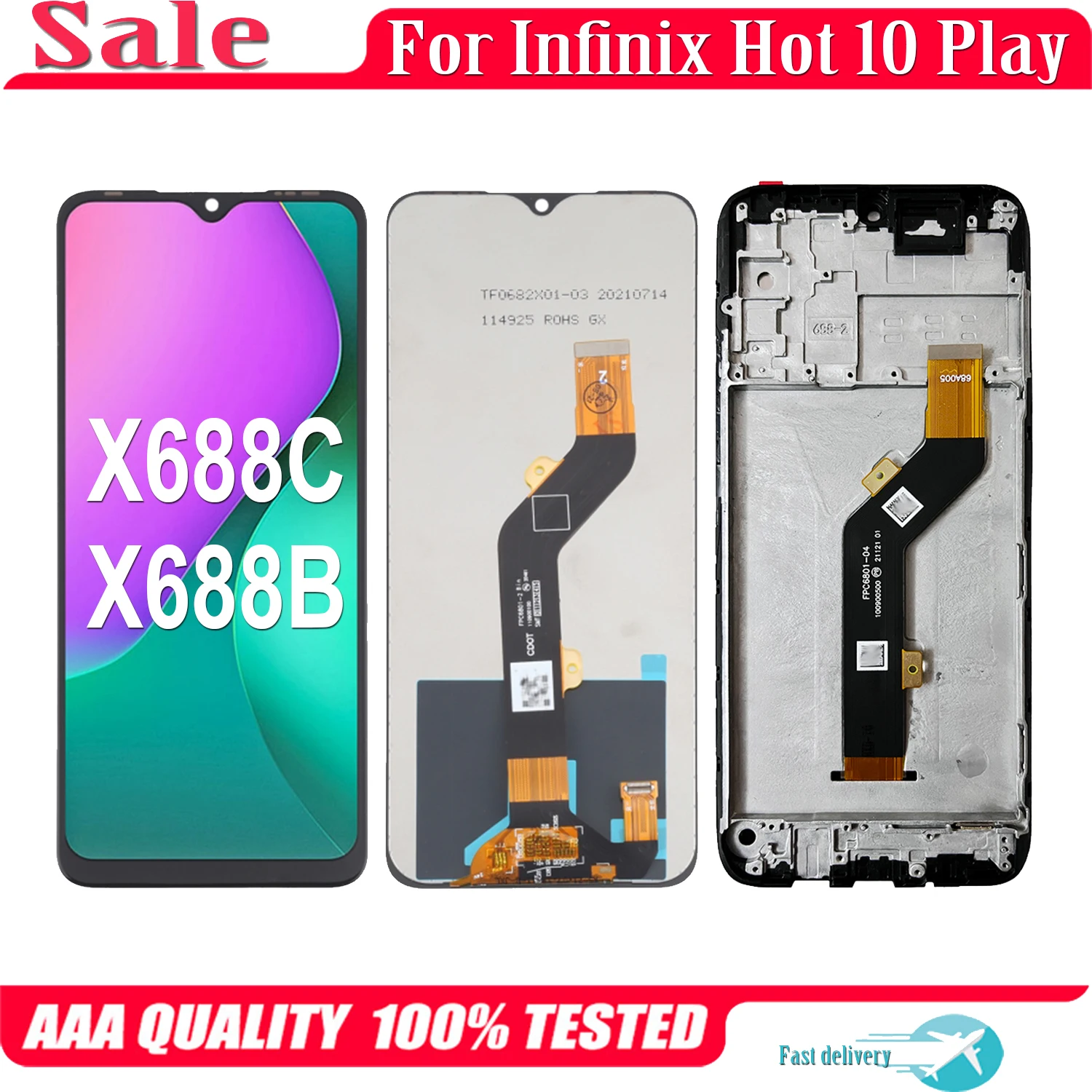 

6,82 ''для Infinix Hot 10 Play LCD дисплей для Infinix Hot 10 Play X688C X688B LCD