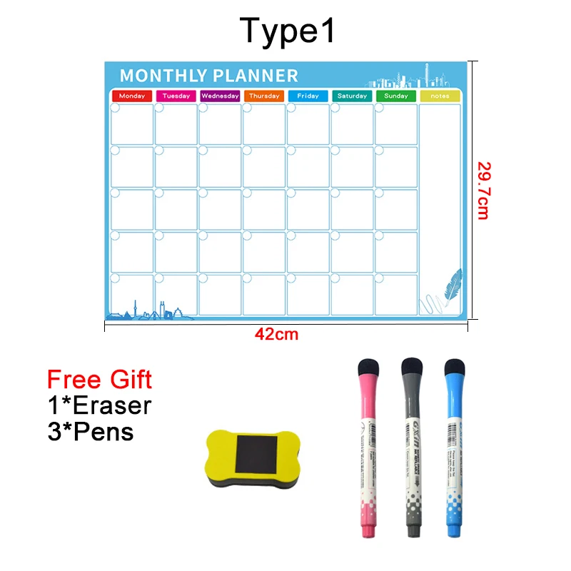 A3 Dry Erase Magnetic Monthly Weekly Planner Calendar Markers Fridge Whiteboard Erasable Magnet Daily Memo Refrigerator Sticker magnetic calendar,dry erase whiteboard,magnetic whiteboard,magnetic dry erase board