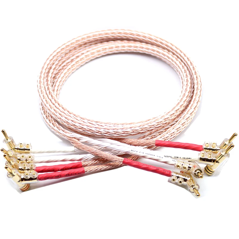 

Hi-end посеребренный Y-образный штекер типа «лопатка» к банану, 12TC, 24 ядра, соединительный аудиокабель для динамика