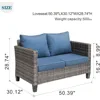 Patio Sofa All Weather Outdoor Furniture Loveseat Couch High Back Wicker Rattan Loveseat Couch for Yard Backyard Porch 2