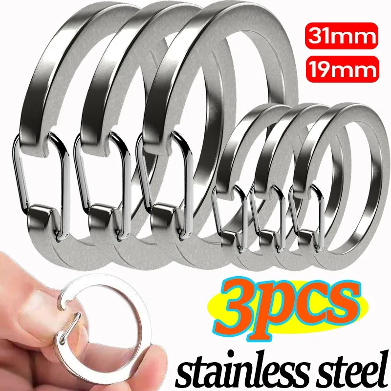 1-3 pezzi anello circolare in metallo portachiavi portachiavi anelli divisi portachiavi portachiavi tipo C ciondolo in acciaio inossidabile fibbia in acciaio inossidabile