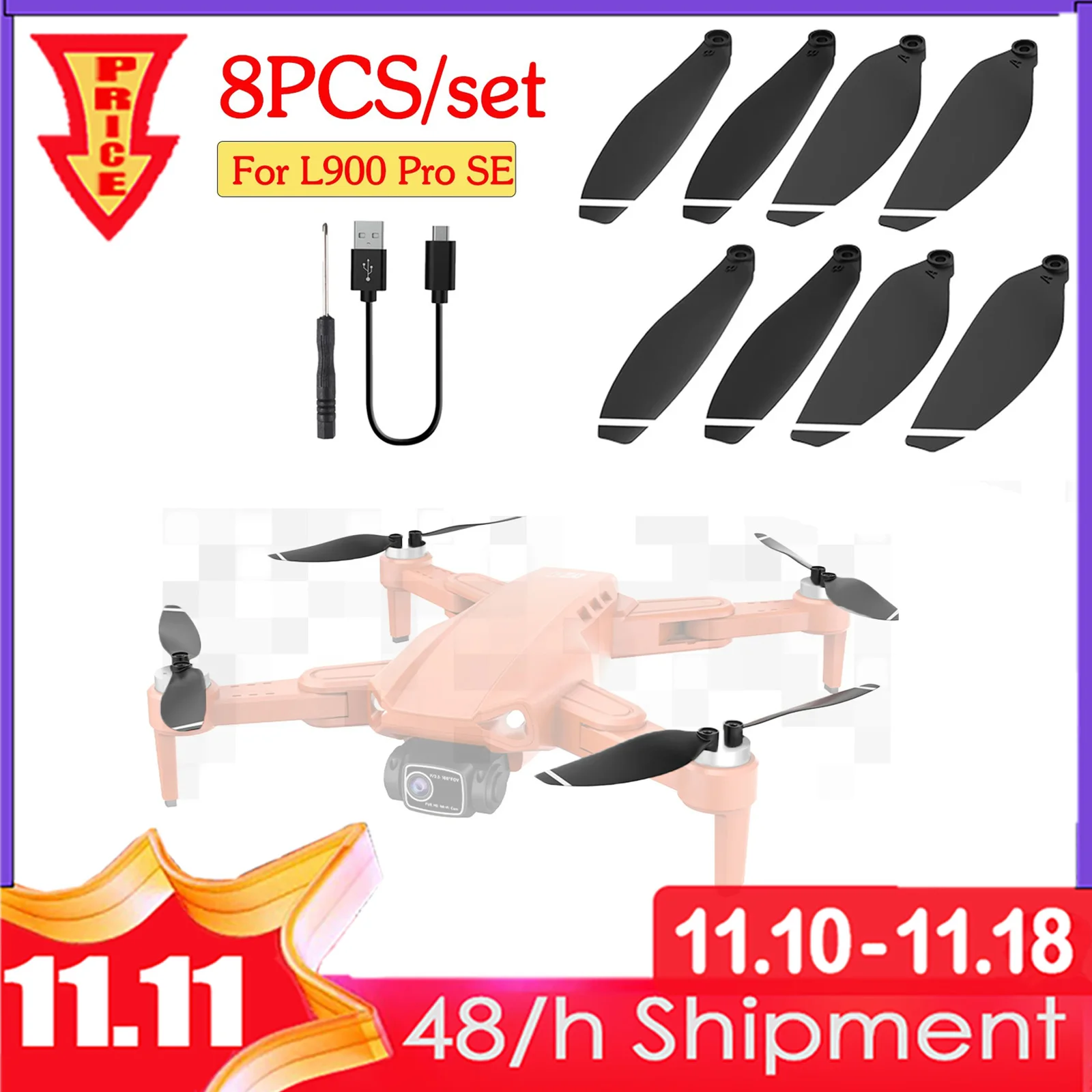 Lightweight Plastic Drone Propeller Blade Replacement Kit