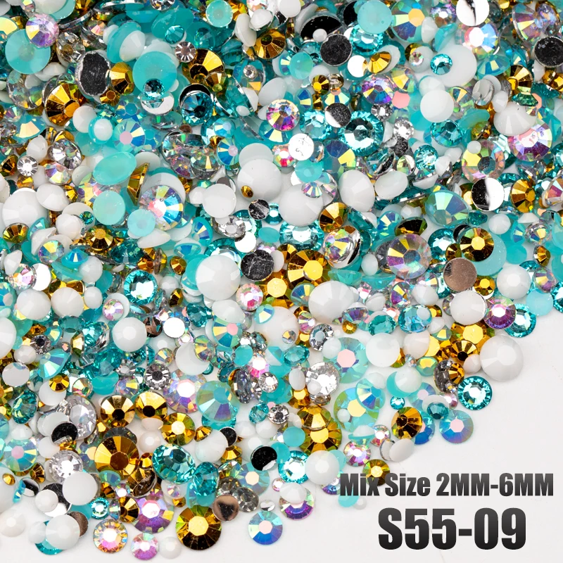 VDD 30/100g Neue Mix Größe 2-6mm Harz Strass Kristall Farbe AB Flatback Steine für DIY Handwerk Nail art Dekorationen Großhandel – Detail 14